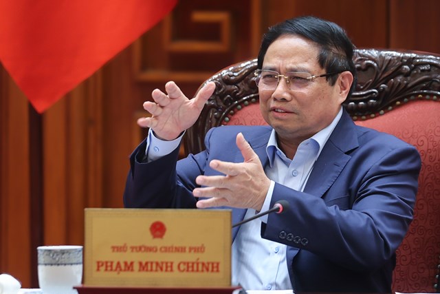 Thủ tướng Phạm Minh Chính chủ trì các cuộc họp Thường trực Chính phủ về nhiều nội dung quan trọng, trong đó có nội dung về tình hình kinh tế - xã hội chuẩn bị cho phiên họp Chính phủ thường kỳ tháng 9/2025 sắp diễn ra - Ảnh: VGP/Nhật Bắc