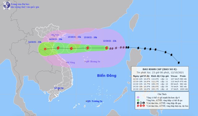 Dự b&aacute;o đường đi của b&atilde;o số 8. Ảnh:&nbsp;Trung t&acirc;m Dự b&aacute;o kh&iacute; tượng thủy văn quốc gia