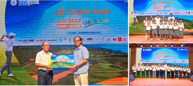 Đại điện Ban tổ chức&nbsp;trao tặng Quỹ Khuyến học v&agrave; học bổng cho học sinh vượt kh&oacute; học giỏi tỉnh B&igrave;nh Thuận &nbsp;