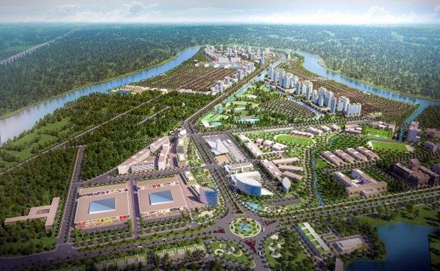 Phối cảnh quy hoạch tổng thể dự &aacute;n th&agrave;nh phố b&ecirc;n s&ocirc;ng Waterpoint 355ha