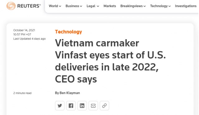 B&#225;o quốc tế: VinFast g&#226;y &quot;sốt&quot; to&#224;n cầu, hứa hẹn sẽ b&#249;ng nổ tại Mỹ - Ảnh 1