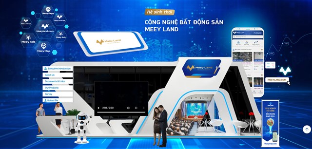 Gian h&agrave;ng Hệ sinh th&aacute;i C&ocirc;ng nghệ Bất động sản Meey Land tại Triển l&atilde;m Trực tuyến Thế giới số 2021.