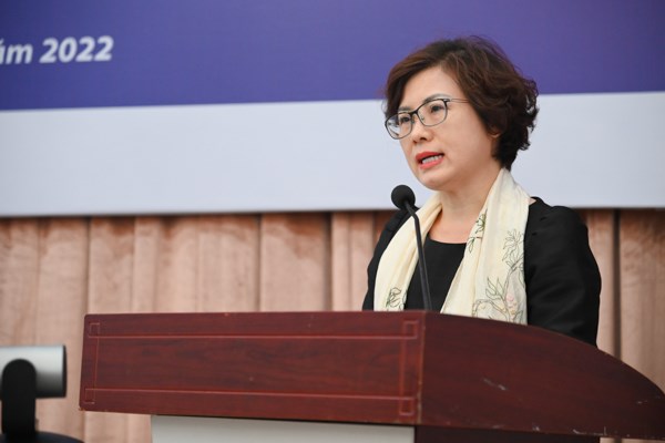 Vụ trưởng Vụ Ph&aacute;p luật h&igrave;nh sự - h&agrave;nh ch&iacute;nh&nbsp;Nguyễn Thị Hạnh ph&aacute;t biểu khai mạc Hội thảo (Ảnh: L&ecirc; Huy)