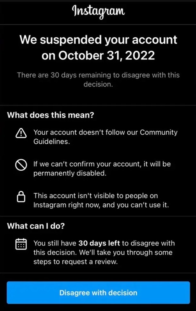 Th&ocirc;ng b&aacute;o của Instagram gửi tới người d&ugrave;ng.