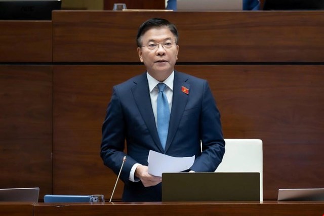 Phó Thủ tướng Chính phủ Lê Thành Long phát biểu tại phiên họp. (Ảnh: quochoi.vn)