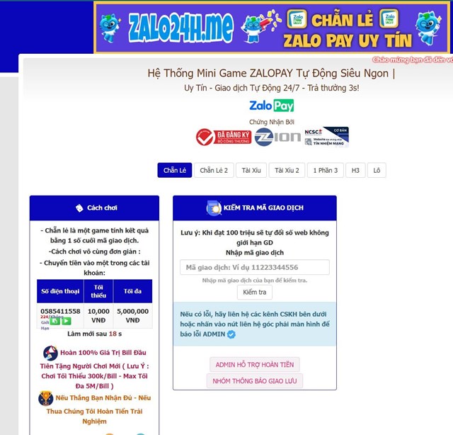 Kh&ocirc;ng chỉ V&iacute; điện tử MoMo, Zalo Pay cũng l&agrave; một trong những V&iacute; điện tử được c&aacute;c nh&agrave; c&aacute;i "y&ecirc;u th&iacute;ch". Ảnh chụp m&agrave;n h&igrave;nh. &nbsp;