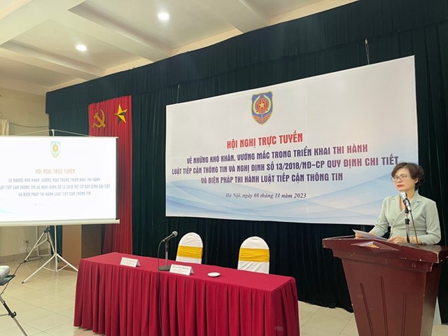 Đồng ch&iacute; Nguyễn Thị Hạnh, Vụ trưởng Vụ Ph&aacute;p luật h&igrave;nh sự - h&agrave;nh ch&iacute;nh ph&aacute;t biểu khai mạc Hội nghị &nbsp;