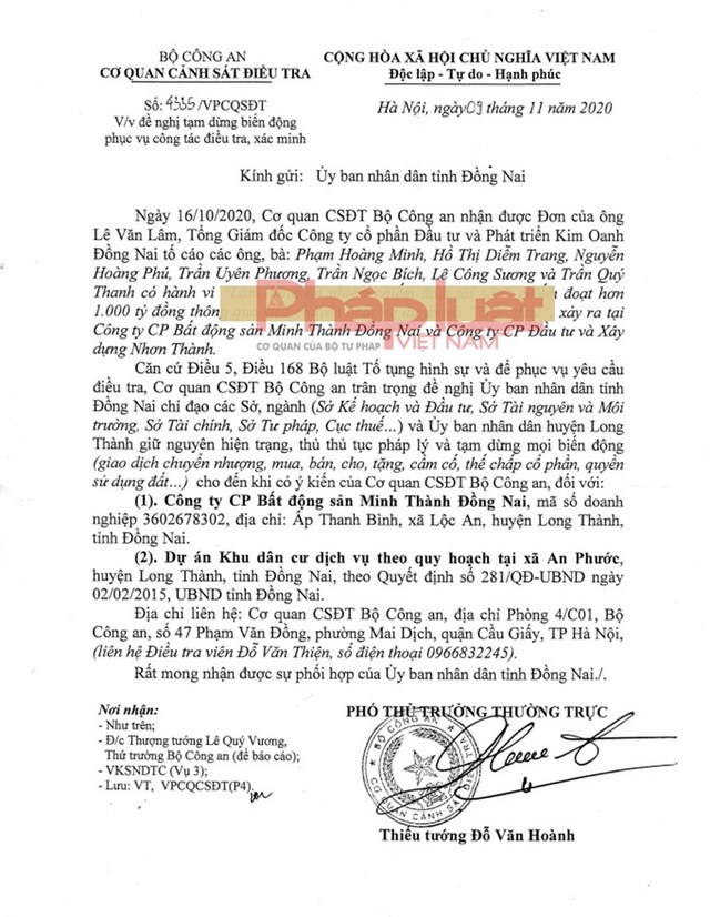 &nbsp;Th&ocirc;ng b&aacute;o của Bộ C&ocirc;ng an