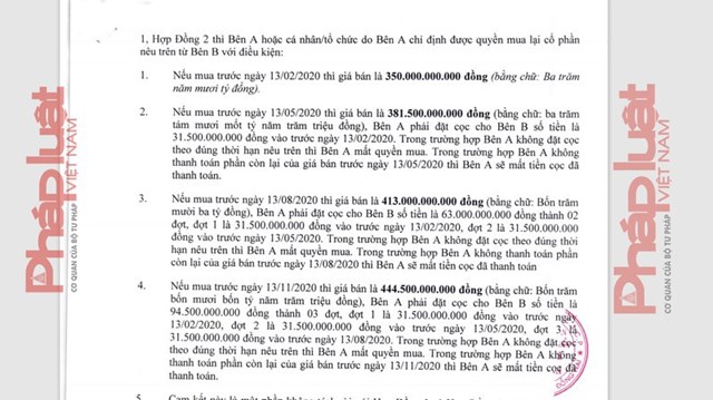 "Cam kết b&aacute;n lại" với số ch&ecirc;nh lệch 31,5 tỷ đồng, tương đương l&atilde;i suất 3% th&aacute;ng của khoản vay 350 tỷ đồng