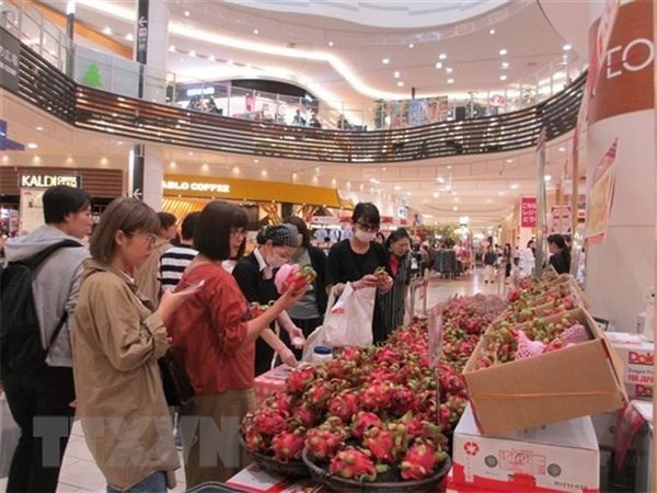 &nbsp; Khi RCEP c&oacute; hiệu lực, Nhật Bản sẽ x&oacute;a bỏ 61% thuế đối với n&ocirc;ng sản nhập khẩu từ c&aacute;c nước th&agrave;nh vi&ecirc;n ASEAN, bao gồm Việt Nam. Trong ảnh l&agrave; người ti&ecirc;u d&ugrave;ng Nhật Bản đang chọn mua quả thanh long của Việt Nam. Ảnh: TTXVN