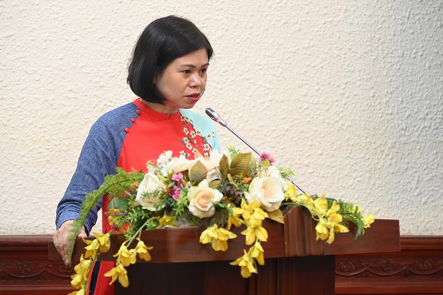 B&agrave; Dương Thi&ecirc;n Hương, Ph&oacute; Vụ trưởng Vụ Hợp t&aacute;c quốc tế ph&aacute;t biểu tại Lễ khởi động