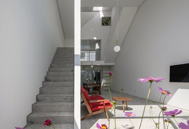 "Nh&agrave; Dạo Bước" tọa lạc tr&ecirc;n khu đất rộng 251 m&sup2; tại th&agrave;nh phố Đ&agrave; Nẵng. B&ecirc;n cạnh &yacute; tưởng đưa s&agrave;n catwalk v&agrave;o nh&agrave;, c&ocirc;ng tr&igrave;nh c&ograve;n sử dụng c&aacute;c "hộp nhiệt đới" để lấy &aacute;nh s&aacute;ng tự nhi&ecirc;n v&agrave; gi&uacute;p kh&ocirc;ng kh&iacute; trong nh&agrave; được lưu th&ocirc;ng.
