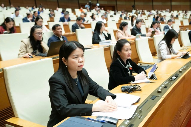 Các đại biểu dự phiên họp sáng 18/11. (Ảnh trong bài: quochoi.vn)