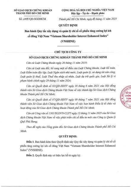 HOSE ra mắt chỉ số VNSHINE: S&#226;n chơi cho nh&#243;m cổ phiếu trả cổ tức tiền mặt đều đặn 3 năm - Ảnh 1