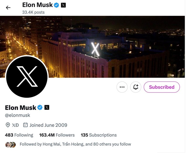 Chi ph&iacute; để một t&agrave;i khoản c&aacute; nh&acirc;n được gắn huy hiệu Subscribed v&agrave; tiếp cận th&ocirc;ng tin độc quyền tr&ecirc;n trang của tỉ ph&uacute; Elon Musk l&agrave; 4 USD/th&aacute;ng. Ảnh: HO&Agrave;I DƯƠNG &nbsp;