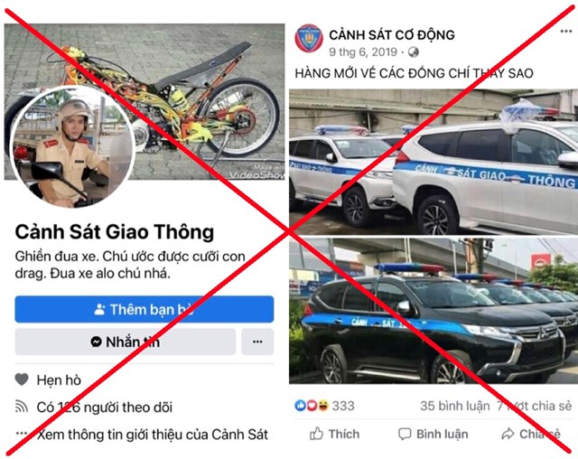 Trang mạng x&atilde; hội d&ugrave;ng h&igrave;nh ảnh của lực lượng C&ocirc;ng an.