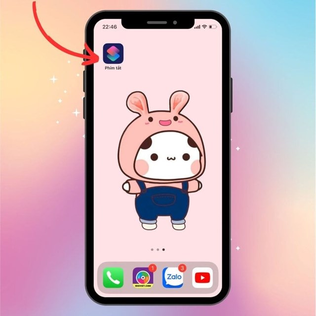 Truy cập ứng dụng Ph&iacute;m tắt. &nbsp;