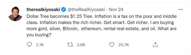Lời khuy&ecirc;n của Robert Kiyosaki. Nguồn: Twitter