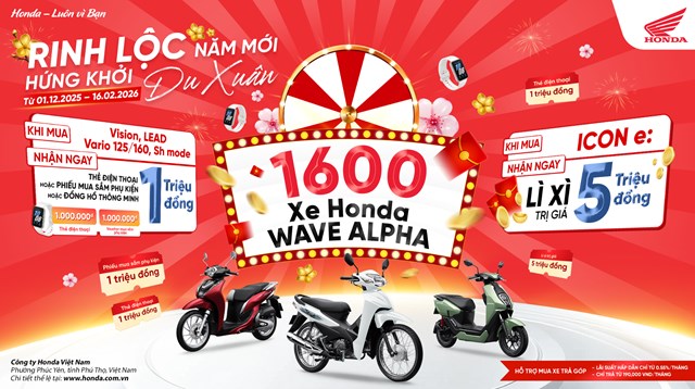 Honda Việt Nam tung gói kích cầu dịp Tết 2026: Tài trợ 1.600 xe máy và áp dụng lãi suất ưu đãi
