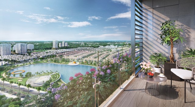 Một g&oacute;c ban c&ocirc;ng căn hộ tầng 16 tại dự &aacute;n Anland Lakeview