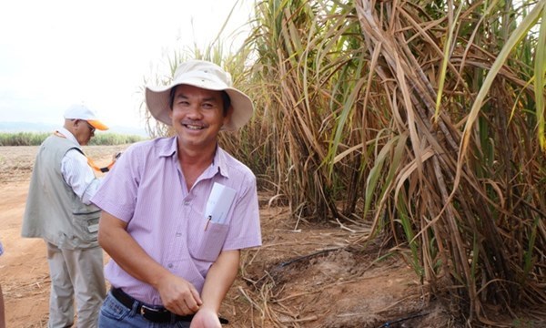 &Ocirc;ng Đức tại n&ocirc;ng trường m&iacute;a đường Attapeu.