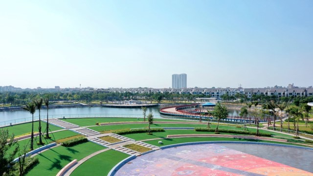 Một g&oacute;c C&ocirc;ng vi&ecirc;n Thi&ecirc;n Văn học tại Khu đ&ocirc; thị Dương Nội mang đến kh&ocirc;ng gian sống trong l&agrave;nh