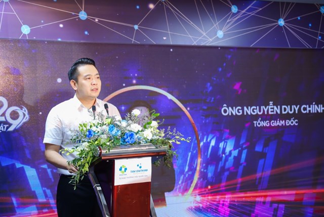 &Ocirc;ng Nguyễn Duy Ch&iacute;nh, Tổng gi&aacute;m đốc Tập đo&agrave;n T&acirc;n &Aacute; Đại Th&agrave;nh ph&aacute;t biểu tại lễ kỷ niệm 29 năm th&agrave;nh lập Tập đo&agrave;n. (Ảnh T&acirc;n &Aacute; Đại Th&agrave;nh)