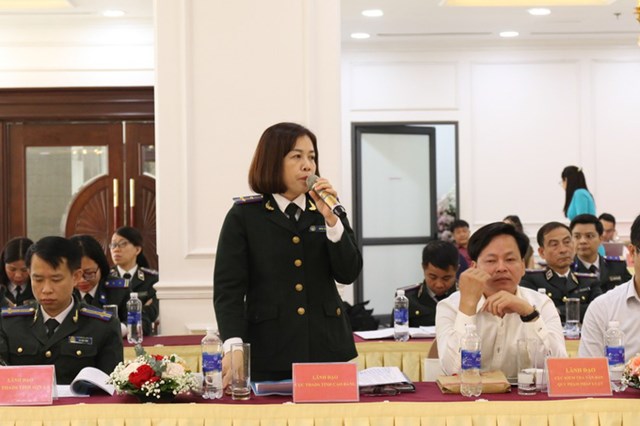 Đại diện l&atilde;nh đạo c&aacute;c Sở Tư ph&aacute;p, Cục Thi h&agrave;nh &aacute;n d&acirc;n sự c&aacute;c tỉnh thuộc khu vực ph&aacute;t biểu tại hội nghị.