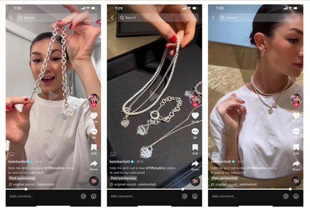 Quảng c&aacute;o của Tiffany &amp; Co tr&ecirc;n TikTok.