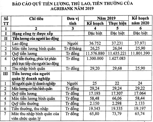B&aacute;o c&aacute;o quỹ tiền lương, thưởng năm 2019 v&agrave; kế hoạch năm 2020.