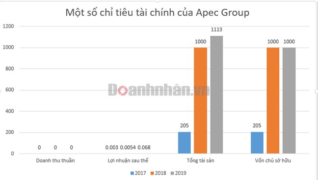 Một số chỉ ti&ecirc;u t&agrave;i ch&iacute;nh của Apec Group. Đvt: tỷ đồng.