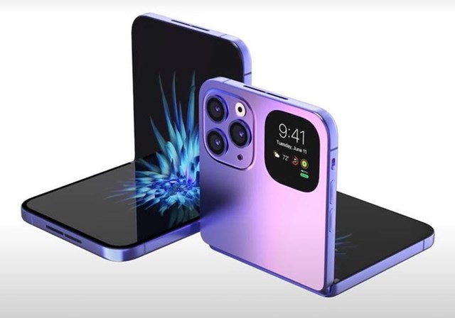 Bản dựng mẫu iPhone m&agrave;n h&igrave;nh gập dạng vỏ s&ograve; của Apple.&nbsp;