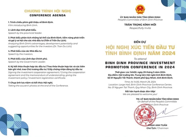 500 đại biểu l&#224; tỷ ph&#250;, tập đo&#224;n, nh&#224; đầu tư… sẽ tham dự Hội nghị X&#250;c tiến Đầu tư năm 2024 của tỉnh B&#236;nh Định - Ảnh 1