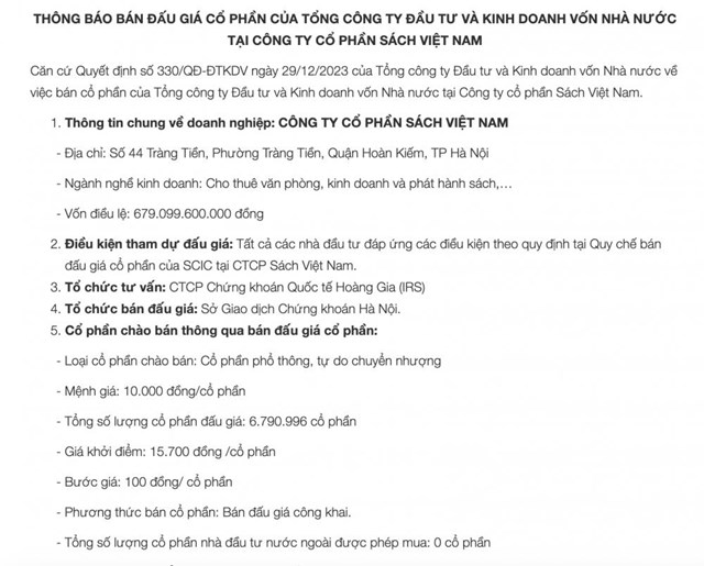 T&#225;i cơ cấu danh mục đầu tư, SCIC b&#225;n đấu gi&#225; hơn 6,7 triệu cổ phần Savina  - Ảnh 1