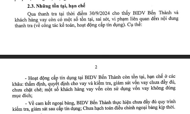 Thanh tra ph&#225;t hiện một số tồn tại, hạn chế tại BIDV Bến Th&#224;nh - Ảnh 2