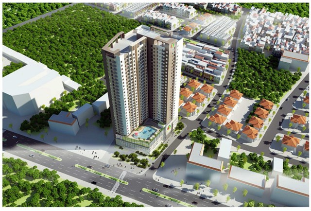 Phối cảnh Dự án đầu tư xây dựng Tòa nhà Thương mại, dịch vụ, văn phòng và chung cư để bán, tỉnh Bắc Ninh.