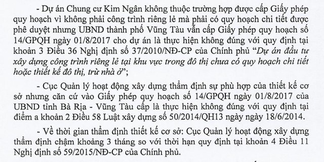 Thanh tra Ch&#237;nh phủ chỉ ra loạt vi phạm tại dự &#225;n Chung cư Kim Ng&#226;n ở TP Vũng T&#224;u - Ảnh 2