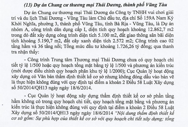 Dự &#225;n Chung cư Th&#225;i Dương (TP Vũng T&#224;u): Tăng số tầng cao từ 12 l&#234;n 36, vi phạm quy định về quy hoạch - Ảnh 2
