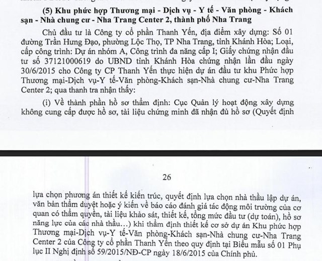 Thanh tra Ch&#237;nh phủ chỉ ra loạt vi phạm trong thẩm định tại dự &#225;n Nha Trang Center 2 - Ảnh 2
