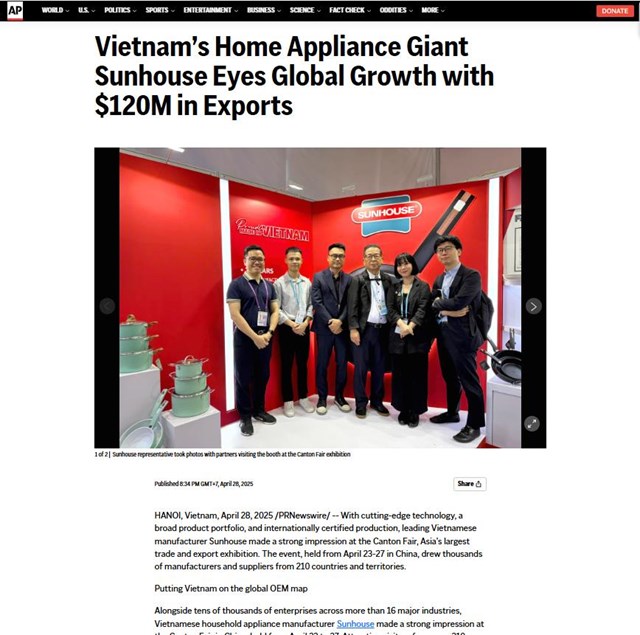 AP News đưa tin về&nbsp;Sunhouse. Ảnh: Sunhouse cung cấp.