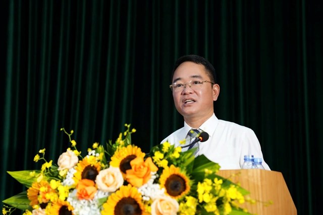 Tổng Bi&ecirc;n tập Vũ Ho&agrave;i Nam ph&aacute;t động phong tr&agrave;o thi đua giai đoạn 2025 - 2030. (Ảnh: Phương Mai)