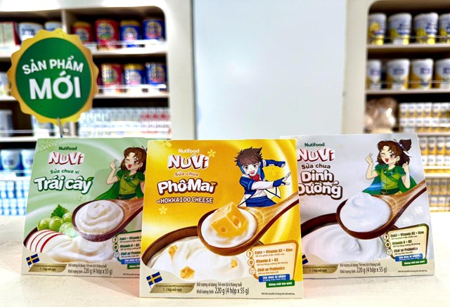 Sản phẩm NuVi sữa chua tiệt trùng phô mai vị hokkaido cheese.