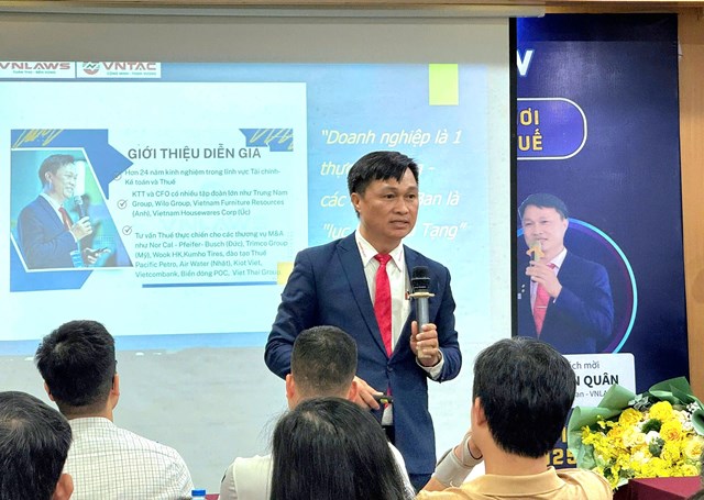 &Ocirc;ng Trần Văn Qu&acirc;n - CEO VNTAC, Chủ tịch VNLAWS chia sẻ trong talkshow &ldquo;Nắm chắc luật chơi - Kh&ocirc;ng lo phạt thuế&rdquo;.