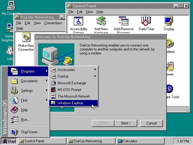Thanh t&aacute;c vụ Taskbar tr&ecirc;n Windows 95. Ảnh: Slash Gear