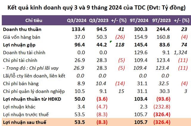L&#227;i 9 th&#225;ng hơn 100 tỷ đồng, TDC vẫn kh&#243; ho&#224;n th&#224;nh mục ti&#234;u lợi nhuận năm - Ảnh 1