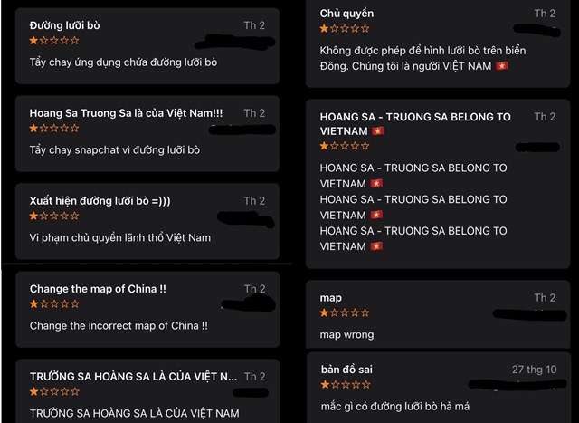Một số b&igrave;nh luận của người Việt Nam phản đối bản đồ.