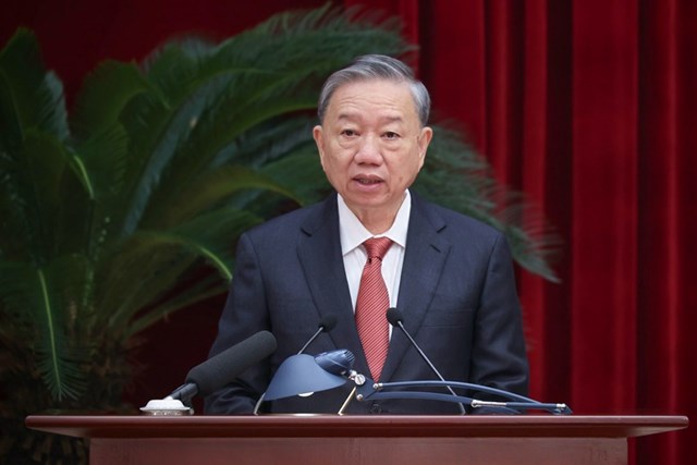 Tổng Bí thư Tô Lâm phát biểu khai mạc Hội nghị lần thứ 15 Khóa XIII - Ảnh VGP/Nhật Bắc