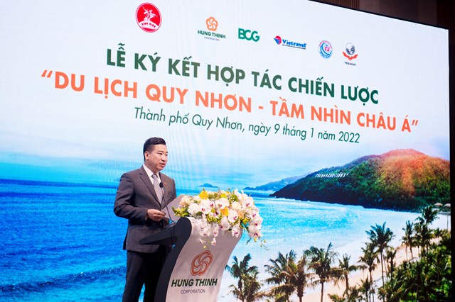 &Ocirc;ng Nguyễn Đ&igrave;nh Trung &ndash; Chủ tịch Tập đo&agrave;n Hưng Thịnh tin tưởng sự kiện sẽ kết nối cộng đồng doanh nghiệp, c&aacute;c Viện, trường&hellip; c&ugrave;ng chung tay đưa Quy Nhơn vươn tầm cao mới, tương xứng với tiềm năng vốn c&oacute; của nơi đ&acirc;y. Ảnh: Hưng Thịnh Land. &nbsp;