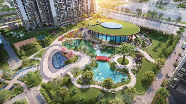 The Sakura sẽ l&agrave; ph&acirc;n khu hiếm hoi tại Vinhomes Smart City sở hữu hồ bơi 4 m&ugrave;a m&aacute;i k&iacute;nh nội khu &nbsp;