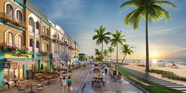 Phối cảnh chuỗi shophouse mặt tiền biển thuộc ph&acirc;n kỳ Wonderland thuộc dự &aacute;n NovaWorld Ho Tram (B&igrave;nh Ch&acirc;u, BR-VT).